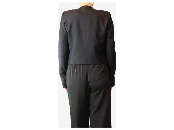 Autre Marque Schwarzer taillierter Blazer mit Stickereidetails - size UK 12 - Ansicht 2