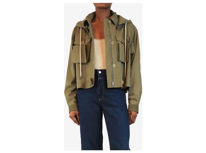Loewe Giacca con cappuccio in cotone verde armata - taglia S - vista 3