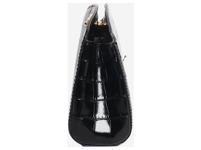 Autre Marque Pushlock-Clutch in schwarzer Krokoprägung - Ansicht 2