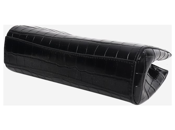 Autre Marque Pushlock-Clutch in schwarzer Krokoprägung - Ansicht 4