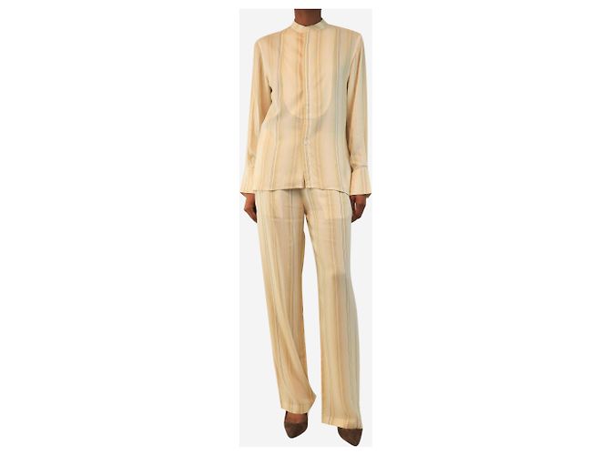 Victoria Beckham Set blusa e pantaloni a righe verde pallido - size UK 8 - vista 3