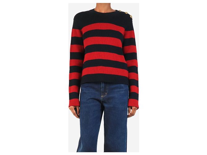 Red Valentino Jersey de punto de lana a rayas rojas y azul marino - size S - vista 3