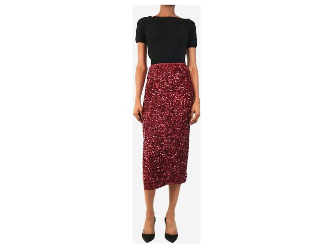 Rotate Falda midi de lentejuelas rosa - size UK 6 - vista 2