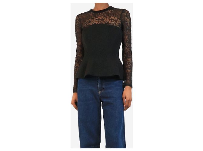 Autre Marque Top corset in pizzo nero a maniche lunghe - size UK 6 - vista 3