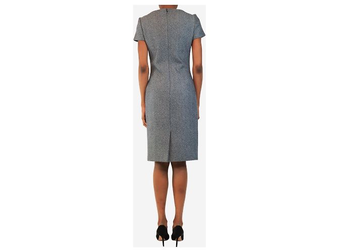Christian Dior Graues Tweed-Midikleid mit Cut-Out-Details - size UK 8 - Ansicht 2
