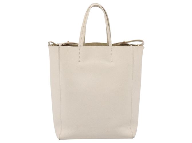 Céline CELINE Vertical Cabas Tote Bag aus Leder 2-Wege White Gold - Ansicht 2