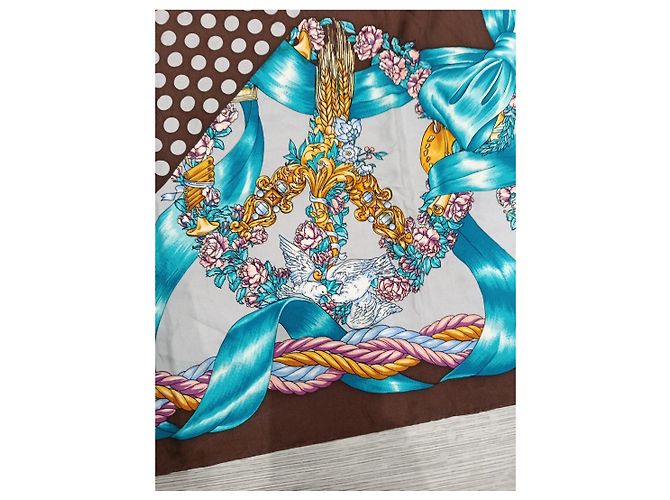 Lenço de seda Moschino com estampado de pombas e laços - vista 3