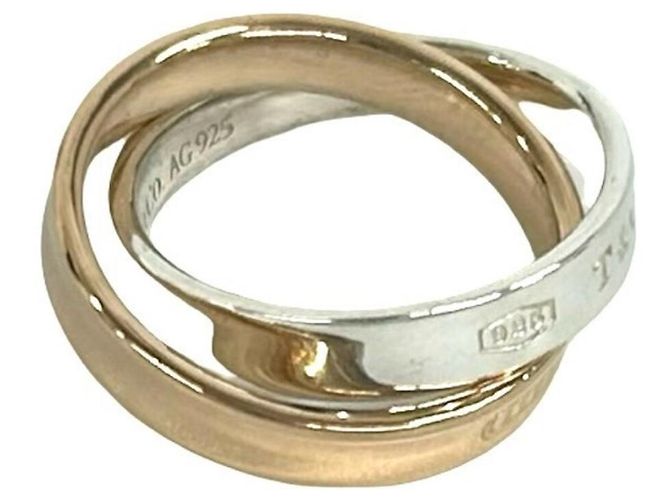 Autre Marque Anello Tiffany 1837 Interlocking Circle in oro rosa e argento - vista 6