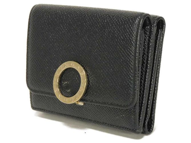 Bulgari Bvlgari Tri-Fold Geldbörse aus schwarzem Leder - Ansicht 2