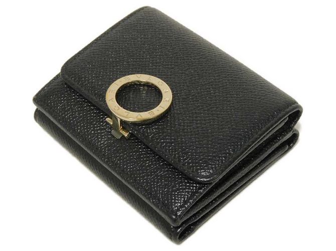 Bulgari Bvlgari Tri-Fold Geldbörse aus schwarzem Leder - Ansicht 4
