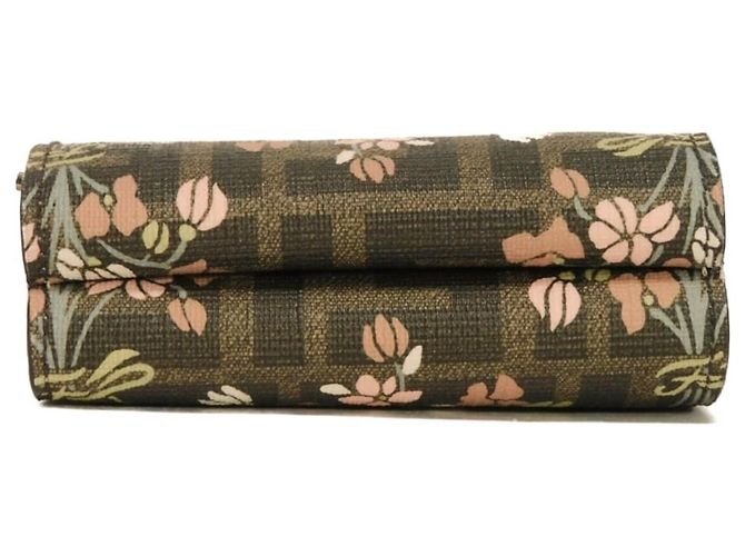 Zucca Portafoglio tri-fold Fendi in tessuto marrone - vista 17