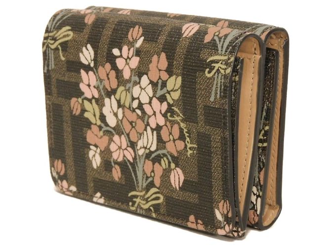 Zucca Portafoglio tri-fold Fendi in tessuto marrone - vista 2