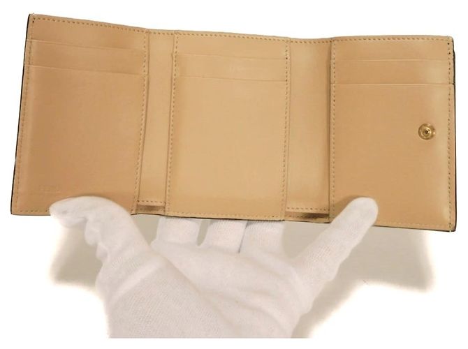 Zucca Portafoglio tri-fold Fendi in tessuto marrone - vista 5