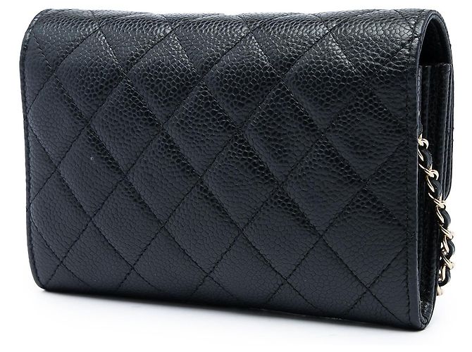 Chanel Black Mini Classic Caviar Flap Wallet on Chain - vista 2