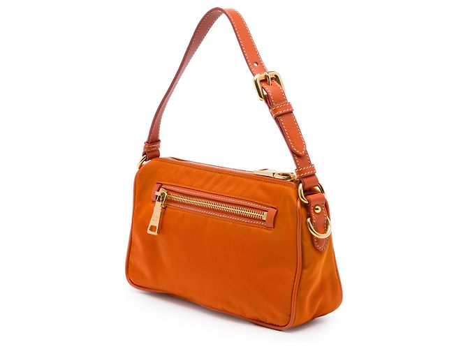 Saffiano Bolsa de Ombro Prada em Tessuto Laranja - vista 2
