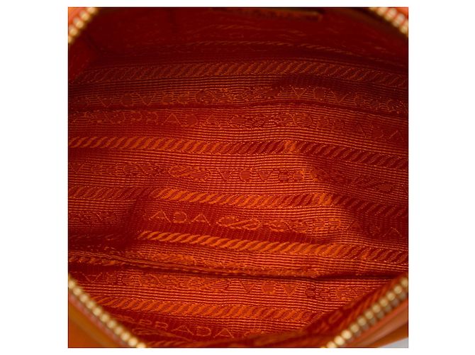 Saffiano Bolsa de Ombro Prada em Tessuto Laranja - vista 4