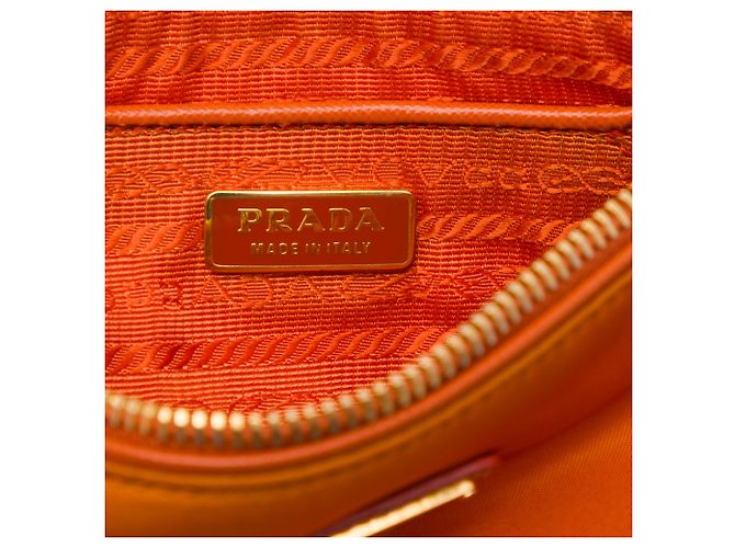 Saffiano Bolsa de Ombro Prada em Tessuto Laranja - vista 5