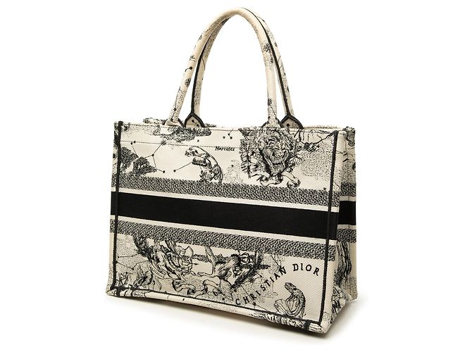 Borsa Book Tote Dior in tela ricamata Zodiac Toile De Jouy bianca, dimensione Medium - vista 2