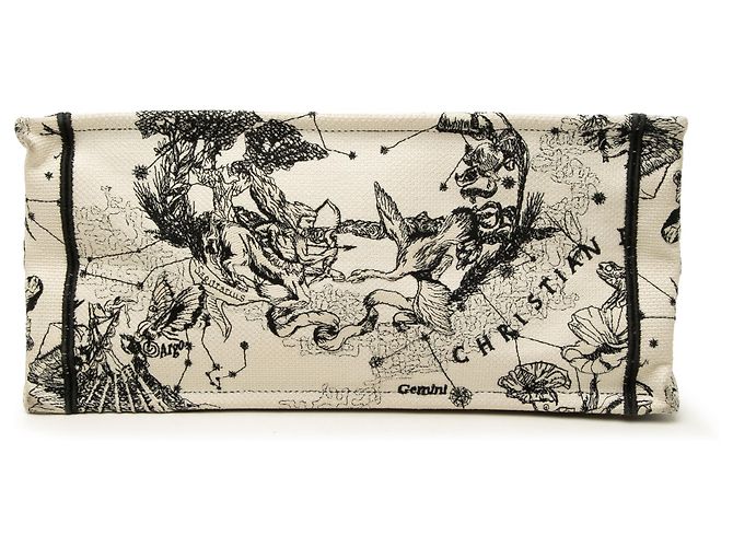Borsa Book Tote Dior in tela ricamata Zodiac Toile De Jouy bianca, dimensione Medium - vista 3