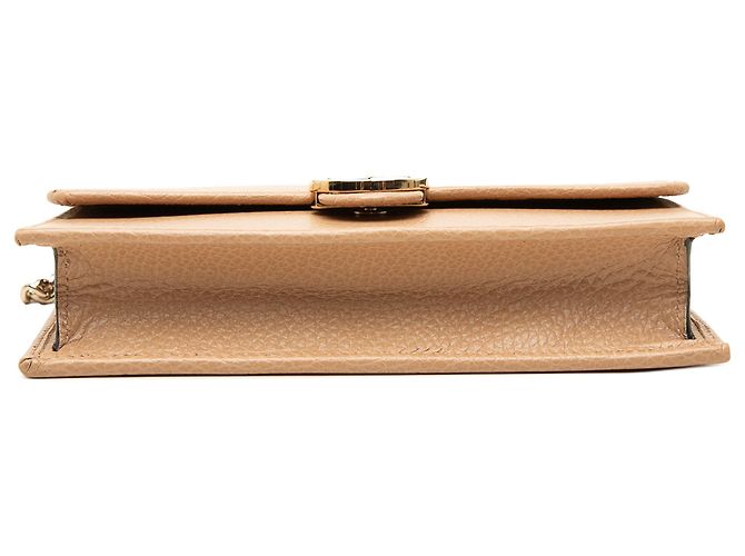 Portafoglio con catena Gucci in pelle di vitello Dollar marrone con G intrecciate - vista 3