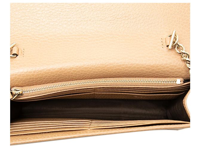 Portafoglio con catena Gucci in pelle di vitello Dollar marrone con G intrecciate - vista 4