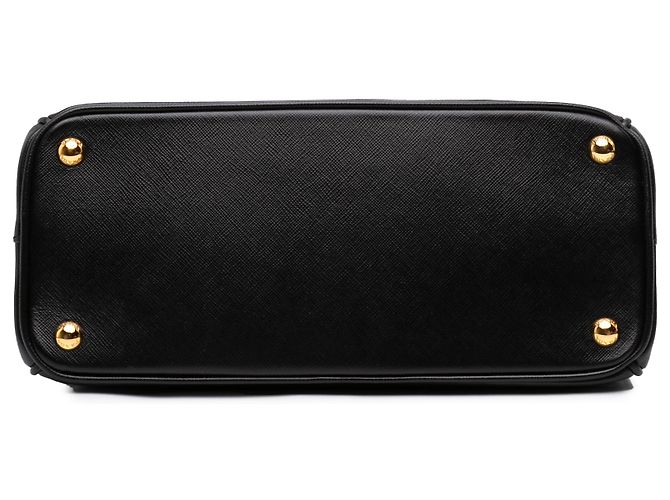 Prada Bolsa Galleria Double Zip Small em couro Saffiano preto - vista 3
