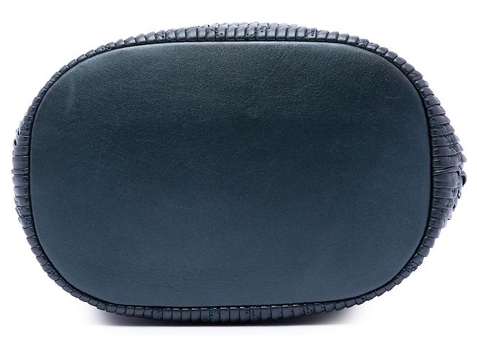Borsa bucket Chanel Blue Small Crumpled Calfskin Coco Pleats con coulisse - vista 3