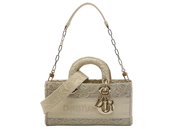 Dior Beige Medium Embroidered Lace 3D Macrame Lady D Joy - view 6