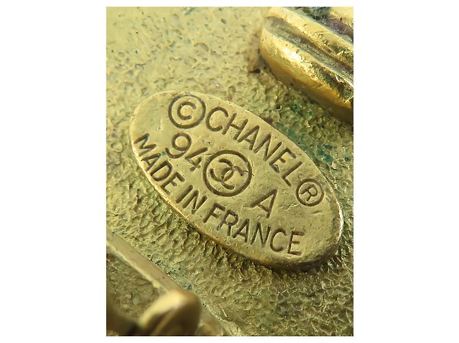 Orecchini a clip rotondi Chanel Gold Gold Plated Resin CC Chain - vista 5