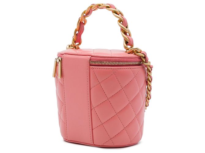 Vanity Beauty Case Chanel Pink Quilted Lambskin Afternoon Tea con catena - vista 2