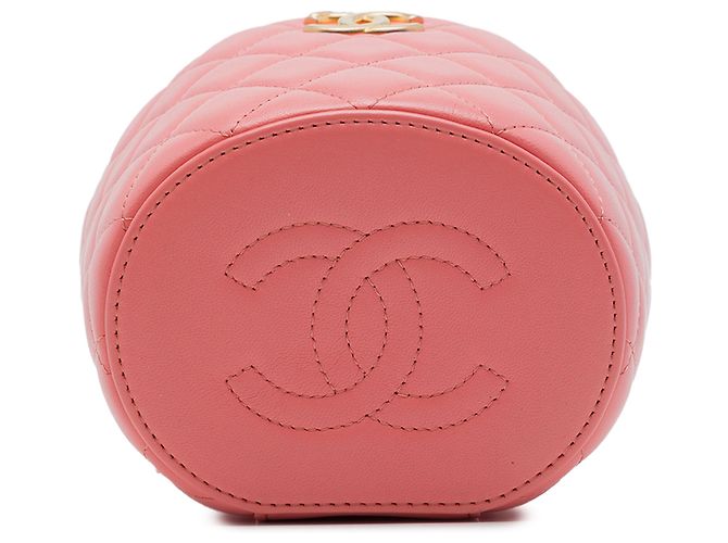 Vanity Beauty Case Chanel Pink Quilted Lambskin Afternoon Tea con catena - vista 3