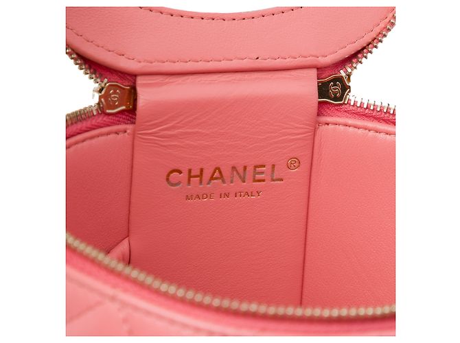 Vanity Beauty Case Chanel Pink Quilted Lambskin Afternoon Tea con catena - vista 5