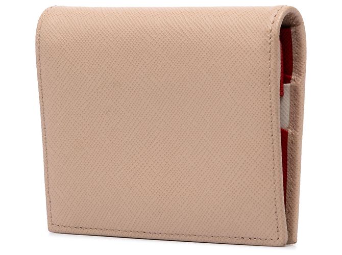 Carteira pequena bifold Prada em couro Saffiano marrom - vista 2