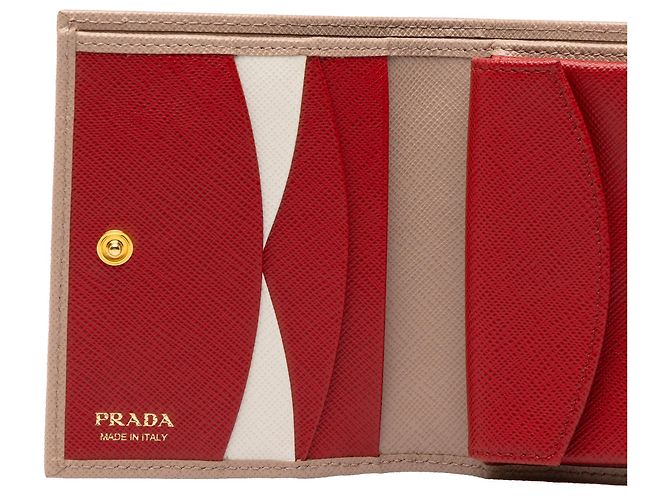 Carteira pequena bifold Prada em couro Saffiano marrom - vista 4