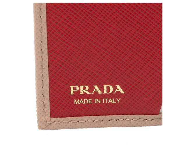 Carteira pequena bifold Prada em couro Saffiano marrom - vista 6