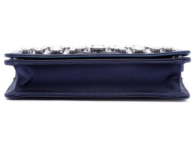 Borsa crossbody in raso blu con cristalli Miu Miu - vista 3