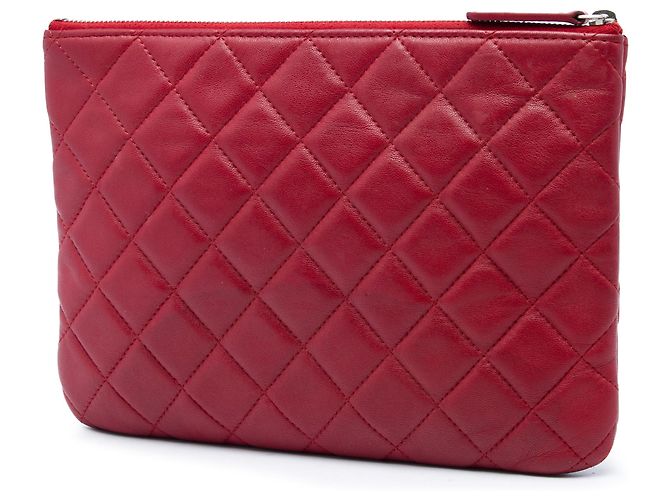 Clutch Chanel Red Small Quilted Lambskin O Case - vista 2