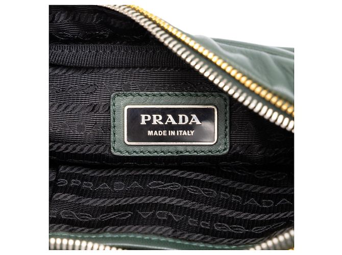 Bow Prada Green Bicolor Nappa Fiocco Clutch mit Riemen - Ansicht 5