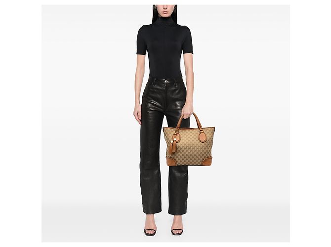 Borsa Tote Gucci Marrakech in tela GG beige - vista 6