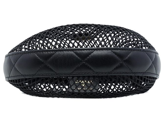 Borsetta Hobo Chanel Mini CC in mesh nero e pelle d'agnello matelassé - vista 3