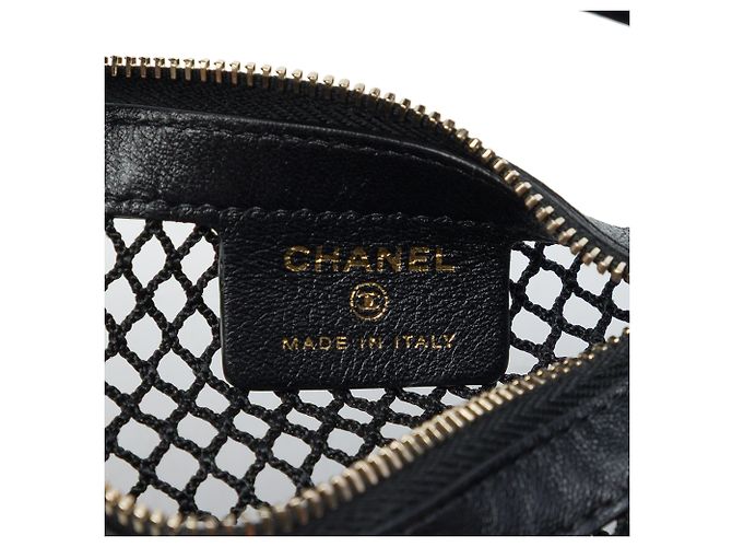 Borsetta Hobo Chanel Mini CC in mesh nero e pelle d'agnello matelassé - vista 5