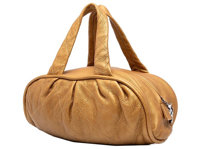 Borsa Bowler Le Marais Chanel in vitello metallizzato matelassé Gold Small - vista 2