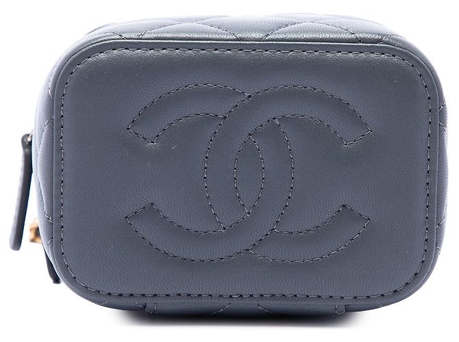 Chanel Mini Vanity Case Trendy CC en piel de cordero acolchada gris - vista 3