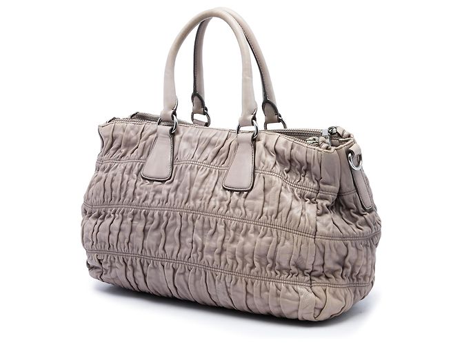 Bolsa Satchel Prada Beige Nappa Gaufre Double Zip - vista 2