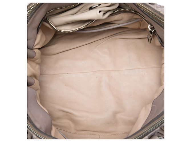 Bolsa Satchel Prada Beige Nappa Gaufre Double Zip - vista 4
