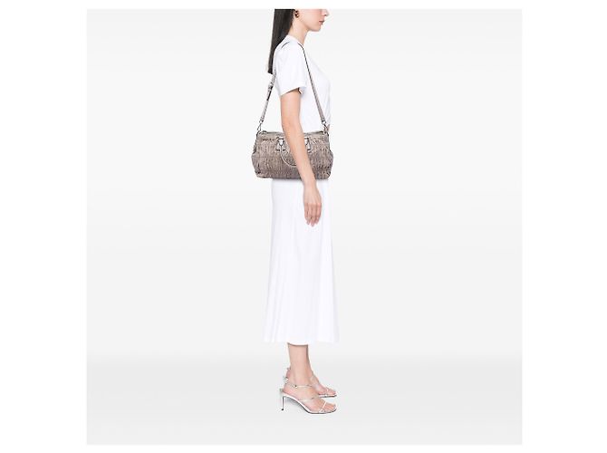 Bolsa Satchel Prada Beige Nappa Gaufre Double Zip - vista 5