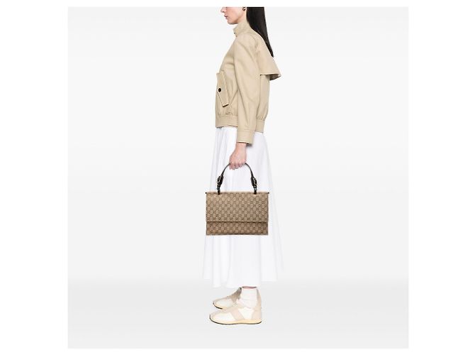 Gucci beige GG Canvas Klapphandtasche - Ansicht 6