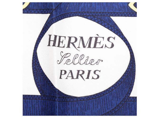 Pañuelo de seda Hermès White Eperon D Or 90 - vista 6