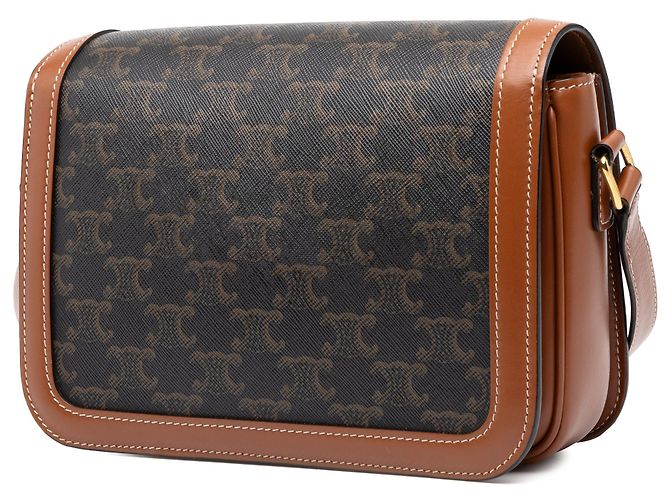 Céline Celine Brown Classique Triomphe Coated Canvas and Calfskin Triomphe Crossbody - vista 2