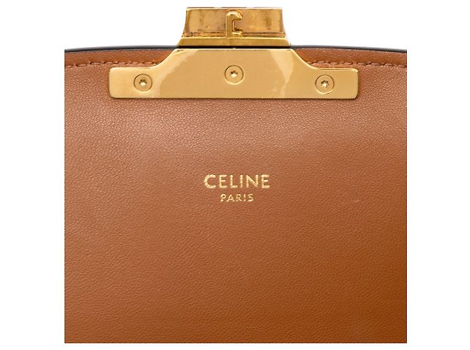 Céline Celine Brown Classique Triomphe Coated Canvas and Calfskin Triomphe Crossbody - vista 5